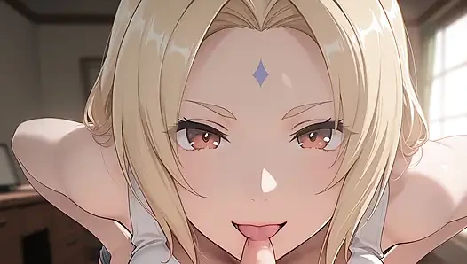 Üvey anne Tsunade yanlışlıkla üvey oğlunun büyük penisini gördü ve karşı koyamadı. Hentai tarzında tsunade cosplay