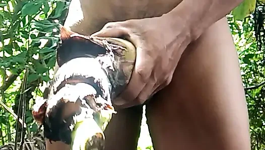 Muz ağacının sıkı deliği lezzetli