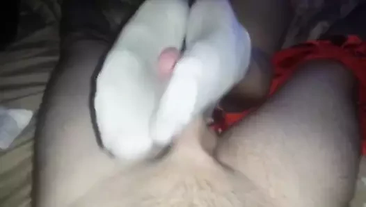 karısı veren beyaz ayak bileği çorap