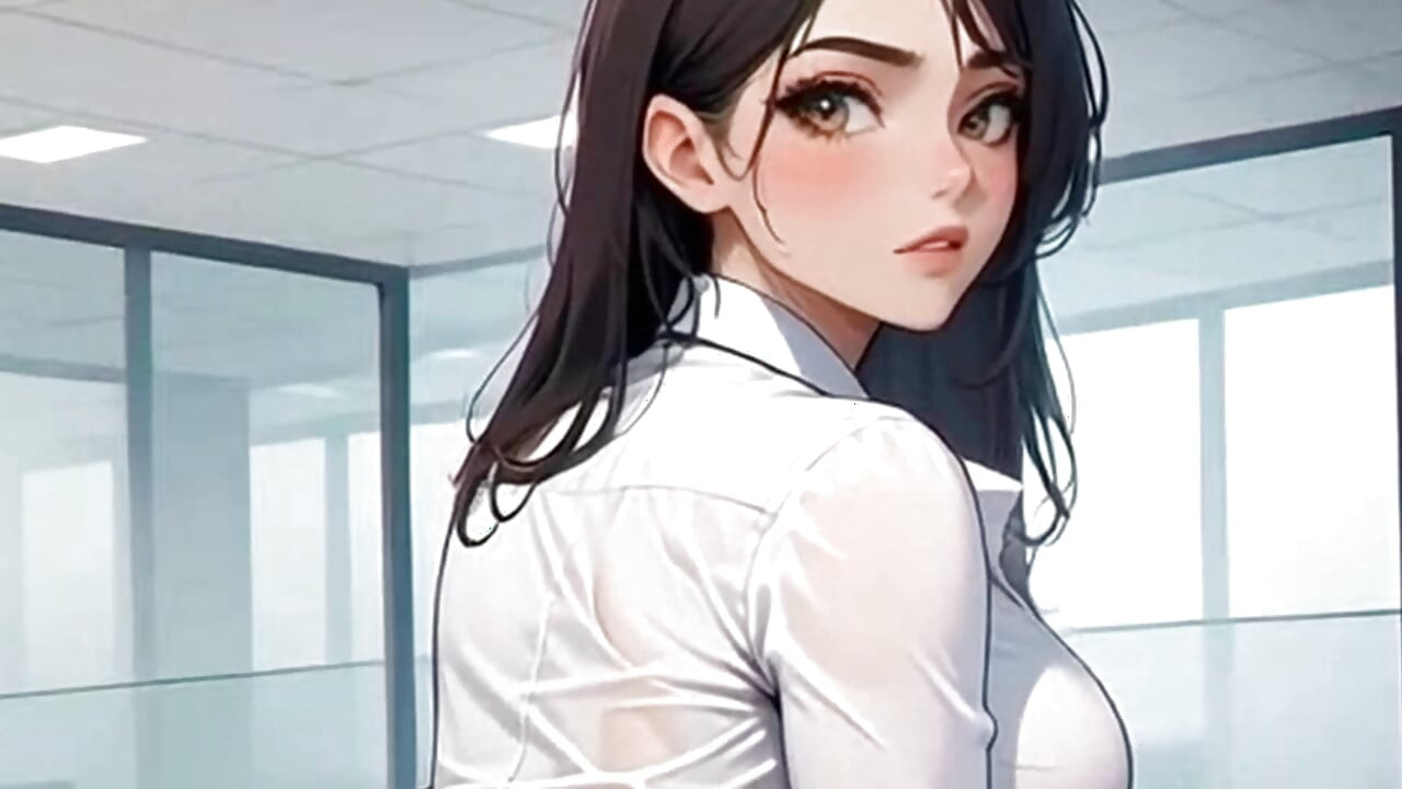 Waifu sekreter bakış açısı - latin ve renkli saç ofisi yakın çekim azdırma (1m fragma)