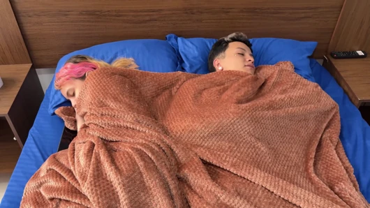 After arriving from a long trip my stepbrother and I lay down in the same room and ended up with a delicious fuck