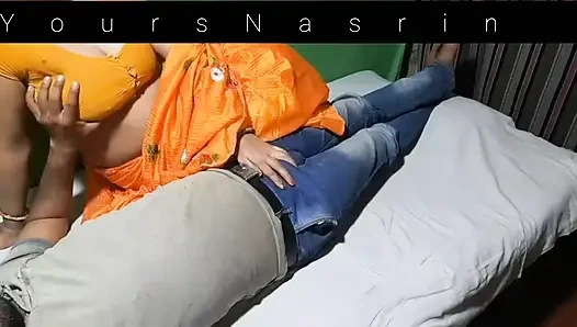 Hintli yeni evli ateşli yenge kocasıyla sikişiyor