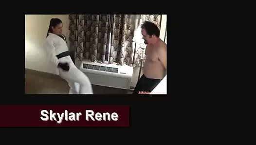 Seksi kızlar karışık karate dövüşü - kadın boyun eğme