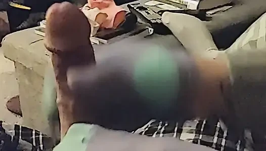 Intense Purple & Aqua Sockjob Socks Handjob Cumshot