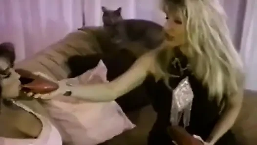 İki süper ateşli kızla klasik azgın lezbiyen seansı