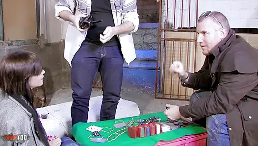 Spanish Babe Aris Dark Poker Game Blowjob & Cumshot Hardcore