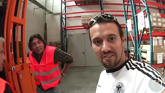 Antinia meets 2 guys in the warehouse