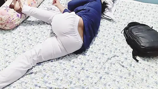 Evde gerçek öğretmen ve öğrenci seksi