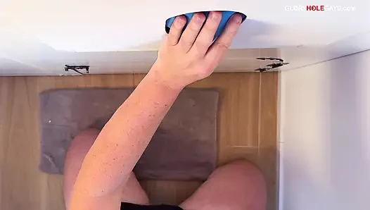 Straight Guy with an Xl Cock Sneaks to the Gloryhole - While His Wife Waits in the Car