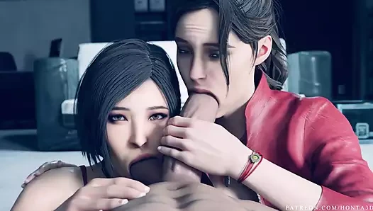 Twin oral seks için bir kaslı adam