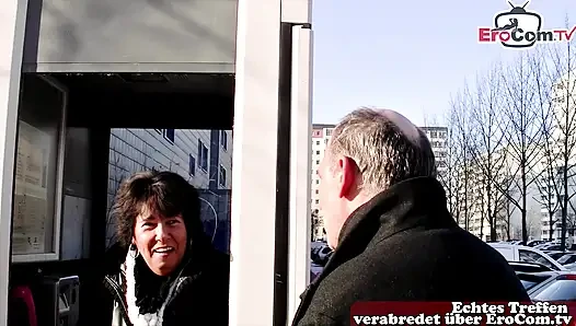 Old German housewife fucks after flirting with grandpa on the street