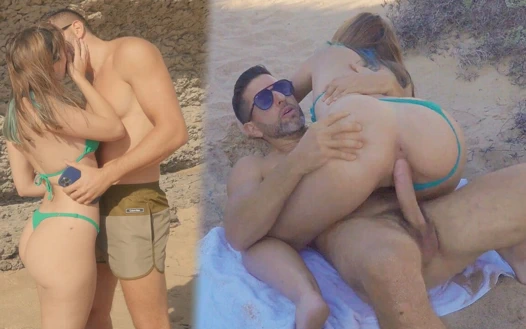 Ateşli beyaz balon götlü Portekizli plajda tavlanıyor