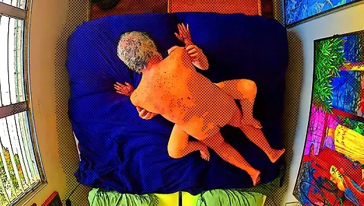 My black satin top -- in cartoon colors