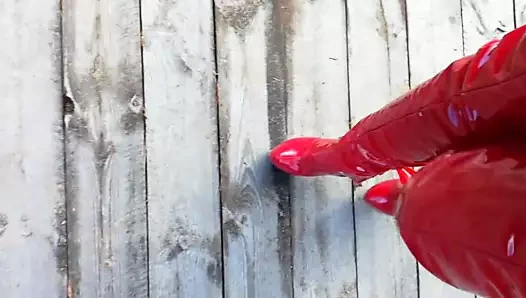 Bayan l kırmızı seksi çizmeler.