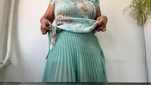 I'm horny again at the office and I lift my skirt and show my tits in public.