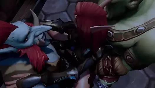 Elf bir ork ve bir wartroll tarafından çifte sikiliyor - warcraft parodisi