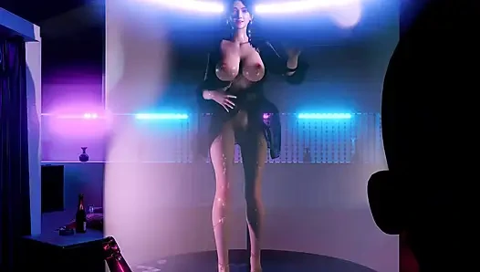 3 boyutlu iri güzel Asyalı striptizci çıplak mükemmel göğüslerini çok sert sikiyor