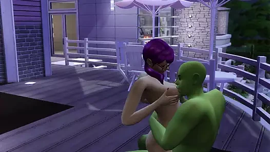 SIMS PIXIE SLUT LETS HORNY OGRE SUCK AND LICK HER SWOLLEN TITS