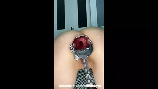 Hotkinkyjo XO speculum, belly bulge, deep dildo, anal gape