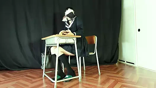 A Girl Studying with a Vibrator Inserted