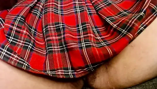 Kısa ekose eteğin altında seksi amcık