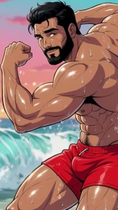 Handsome Beach Men Animation