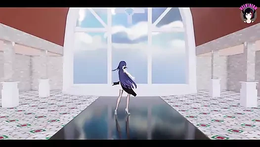 Genshin impact - raiden - seksi dans + maskeli sakso (3d hentai)