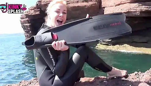 Serbest fetişi fantezi yüzgeçleri, gazlar ve sualtı kontrolü