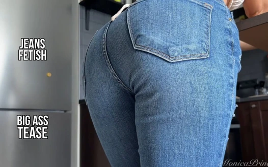 Tight Jeans and Exposed Belly in the Kitchen
