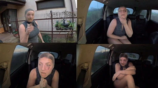 Risky Public Trip in Full Pantyhose Encasement - Nylon Doll in the Car