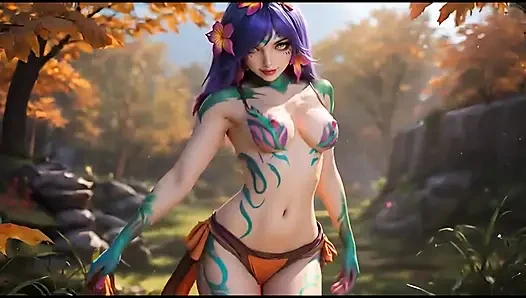 Ormanda Sıcak Neeko Bikini ve Yüz Boşalması