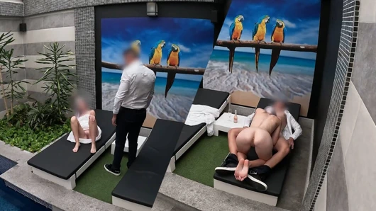 I undress in front of the hotel waiter, he agrees to eat my tight pussy and I give him a blowjob until he cums in my mouth