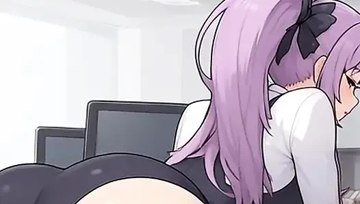 Юная Waifu в любительском видео от первого лица - соблазняет офисного купальника и минет босса крупным планом