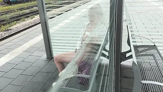 Horny slut makes it on the train track