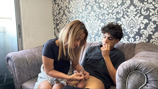 Big-ass stepmom teaches her little stepson how to fuck a woman and fulfills her dream fantasy.