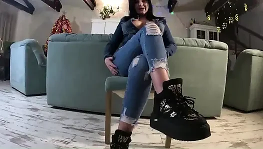 Hardcore Tease & Double Cum on My Ripped Jeans and Open Denim Jacket
