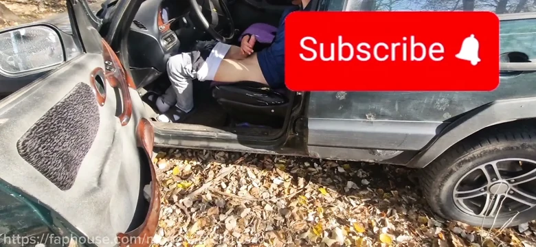I spied on a straight guy while he was jerking off his huge penis in the car and gave him a hand job.
