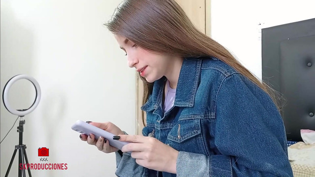 My stepsister is putting on makeup for an important date and I end up fucking her hard until I cum in her