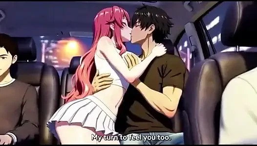 Stepsister seduce stepbrother sitting on car back seat