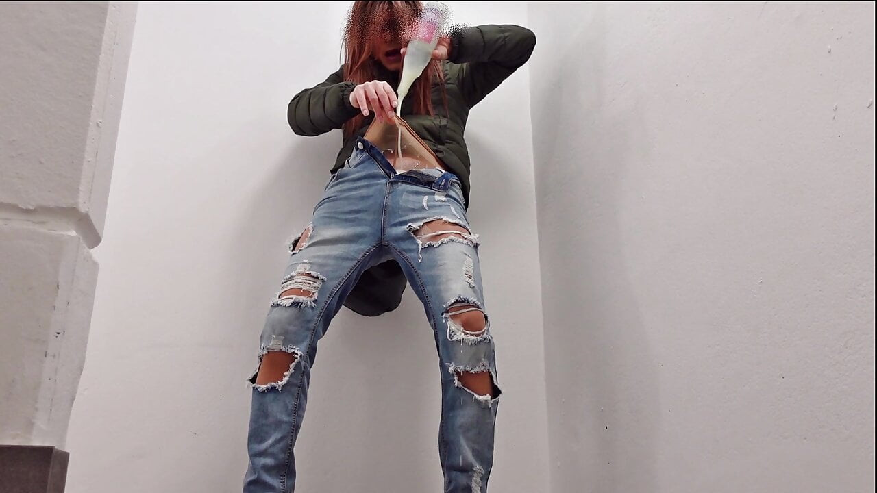 New Task: Jeans, Sperm, pantyhose,ankle boots and outdoor