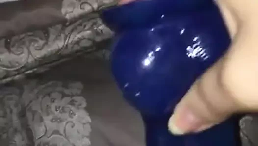 18yo Fat hairy pussy gets a dildo