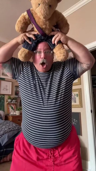 Grandpa has a huge belly