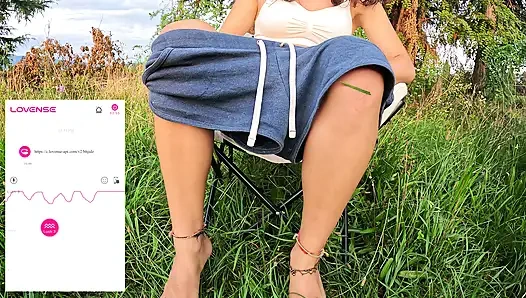 An unknown fan checks my Lovense toy while I'm in public.