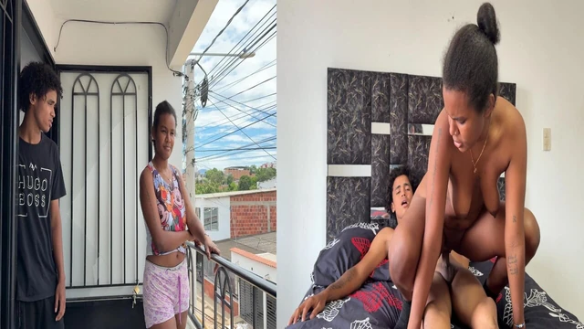 Latin üvey kız kardeş büyük yarağımla teselli ediliyor