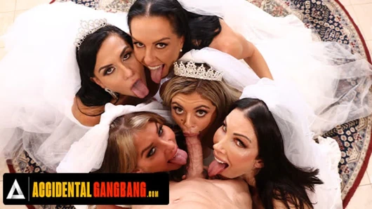 ACCIDENTAL GANGBANG - 5 Hot Brides Competing In A Reverse Gangbang For Saving Her Special Day