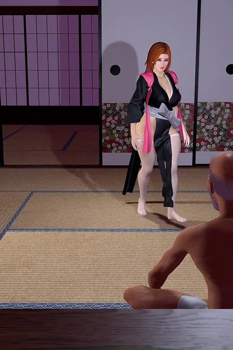 Büyük Memeli Kızıl Saçlı Rangiku Yaşlı Sensei Tarafından Sikiliyor Ve Dölleniyor