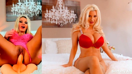 Seksi sarışın Brittany Andrews amına büyük bir dildo sokmanın tadını çıkarıyor!
