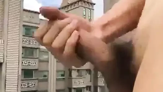 A jerkoff on the roof