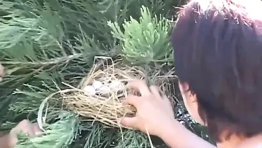 Hairy pussy milf in the garden