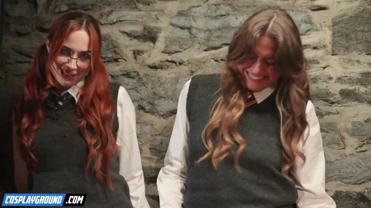Selina Bentz as Hermione and Audrey Reid as Moaning Myrtle Take Turns on a Lucky Wizard's Hard Cock - Harry Potter Porn Parody